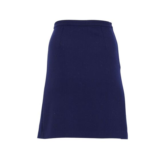 Diane Von Furstenberg Pleated-Back Knee-Length Skirt in Navy Blue Polyester